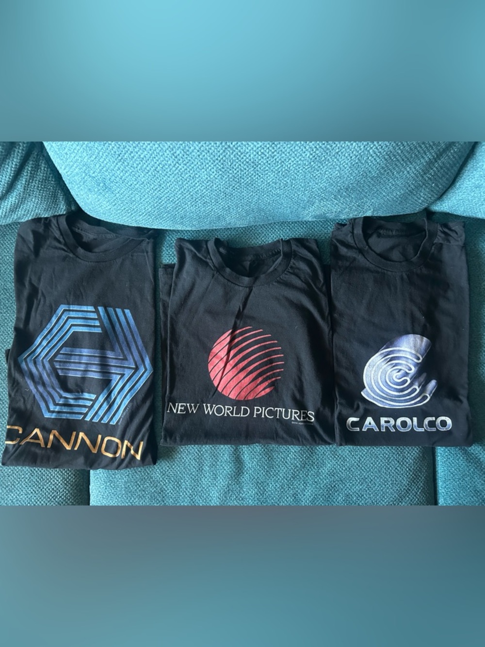 X3 classic 80’s film company tees, size XL, carolco, new world pictures, Cannon